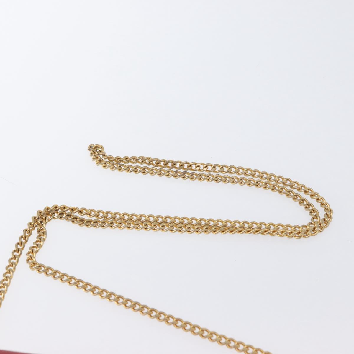 Christian Dior Chain Shoulder Bag Leather Red Gold Auth AMZ337A