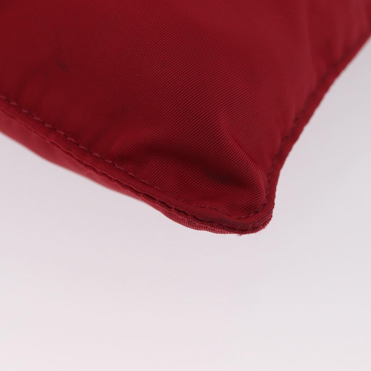 PRADA Shoulder Bag Nylon Red Silver Auth AMZ339