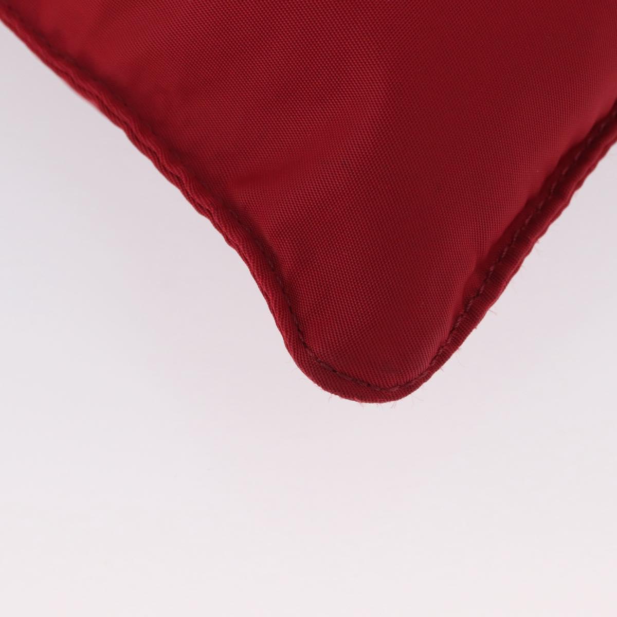 PRADA Shoulder Bag Nylon Red Silver Auth AMZ339