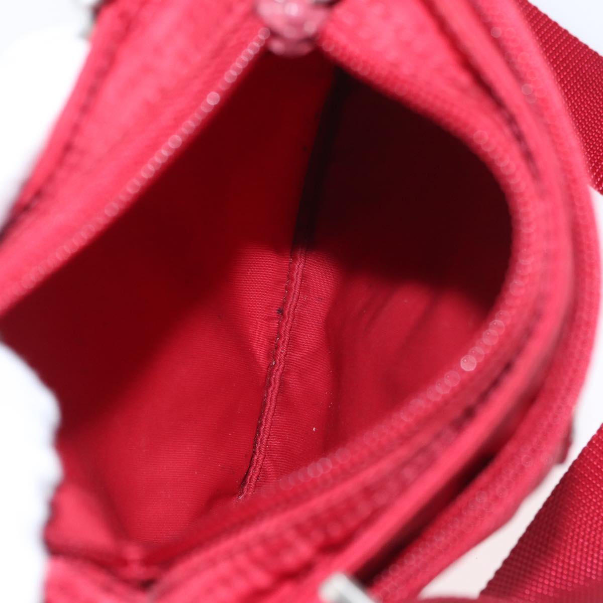 PRADA Shoulder Bag Nylon Red Silver Auth AMZ339