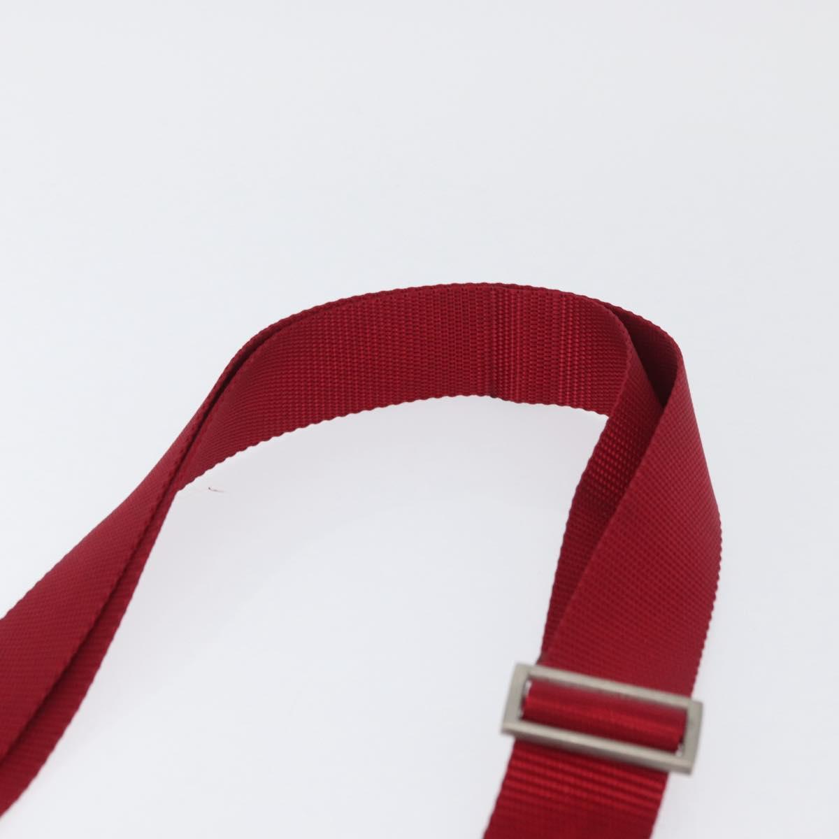 PRADA Shoulder Bag Nylon Red Silver Auth AMZ339