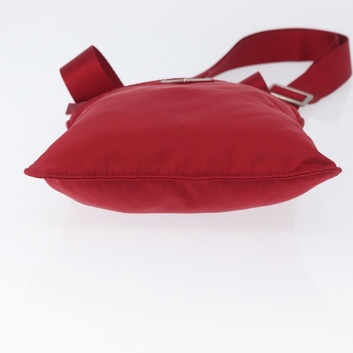 PRADA Shoulder Bag Nylon Red Silver Auth AMZ339