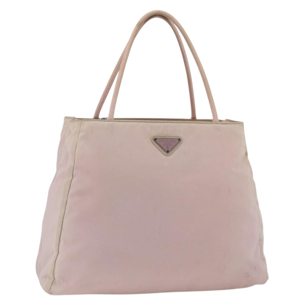 PRADA Hand Bag Nylon Pink Silver Auth AMZ341
