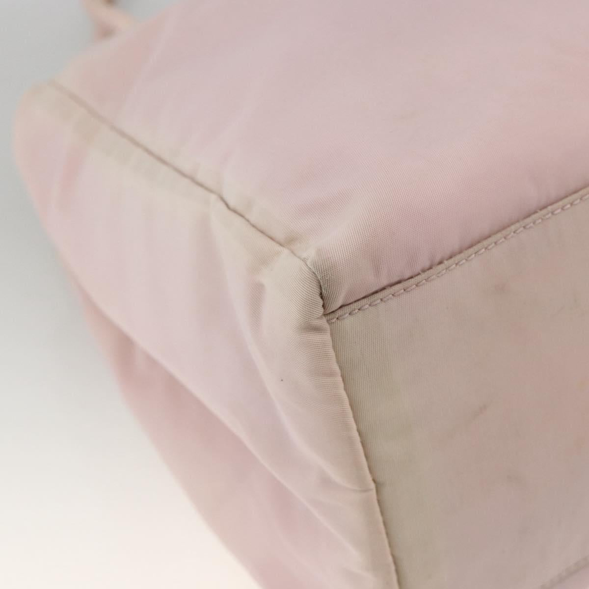 PRADA Hand Bag Nylon Pink Silver Auth AMZ341