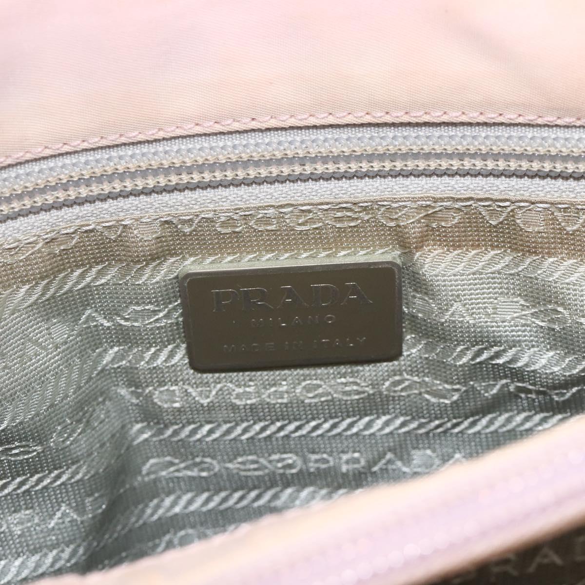 PRADA Hand Bag Nylon Pink Silver Auth AMZ341