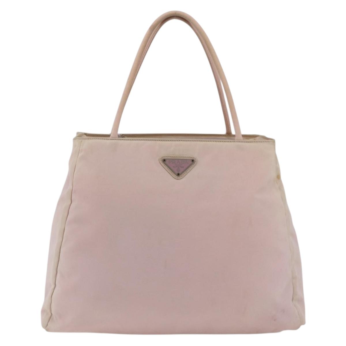 PRADA Hand Bag Nylon Pink Silver Auth AMZ341