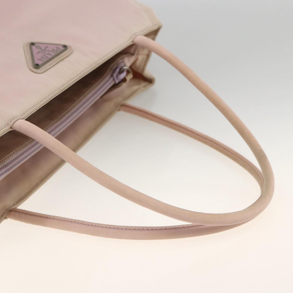 PRADA Hand Bag Nylon Pink Silver Auth AMZ341