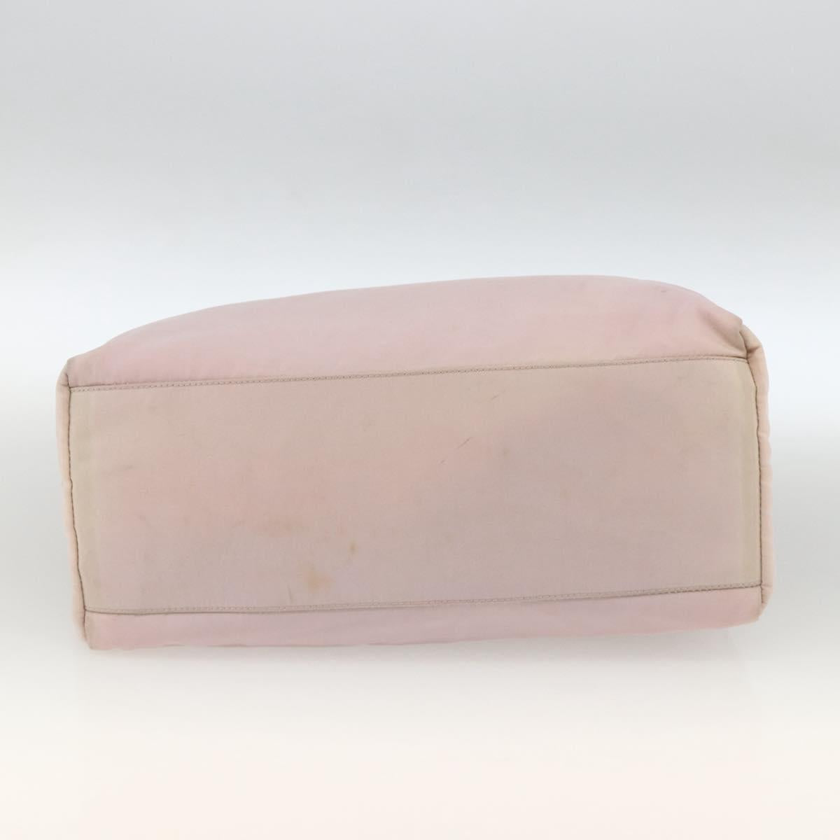 PRADA Hand Bag Nylon Pink Silver Auth AMZ341