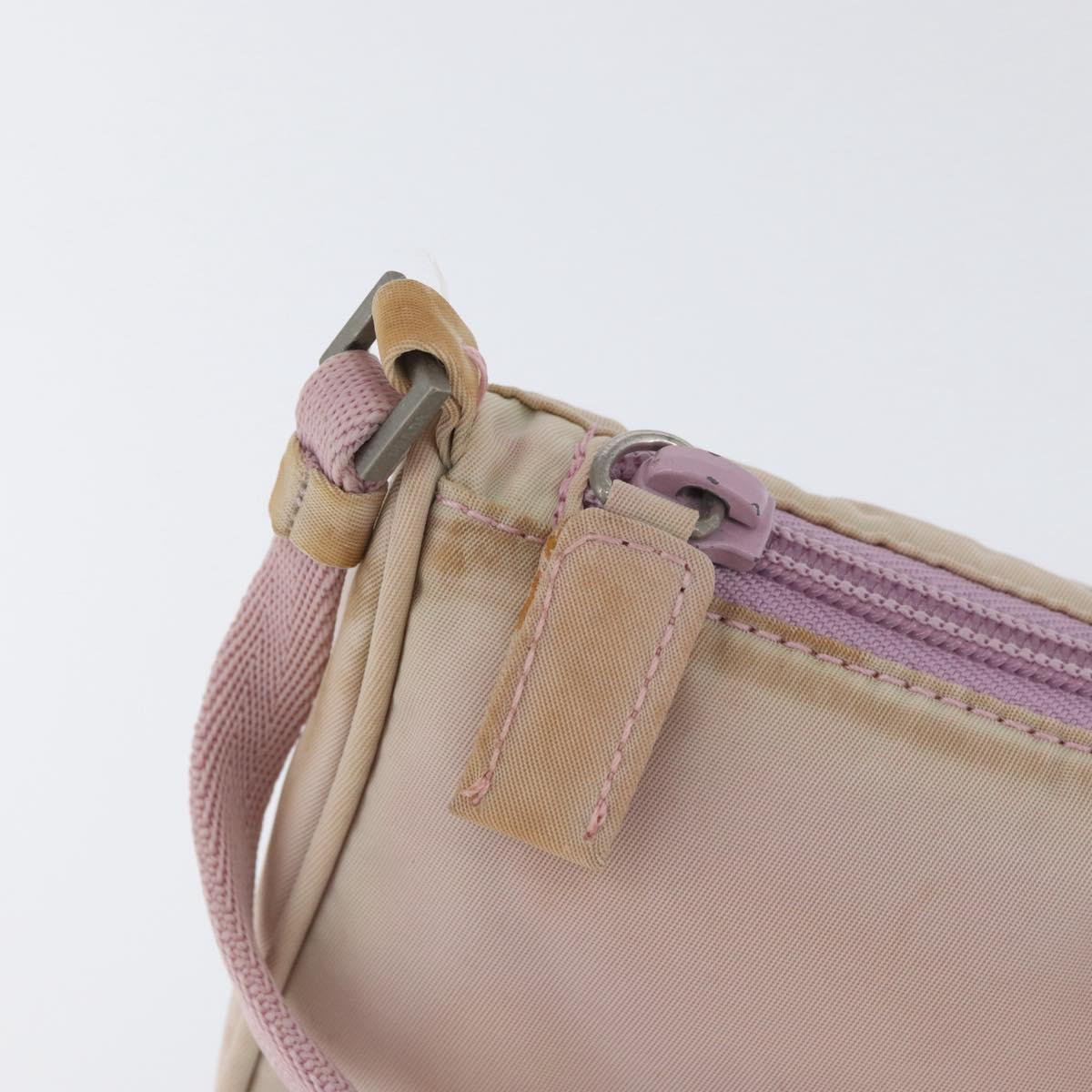 PRADA Accessory Pouch Nylon Pink Silver Auth AMZ342