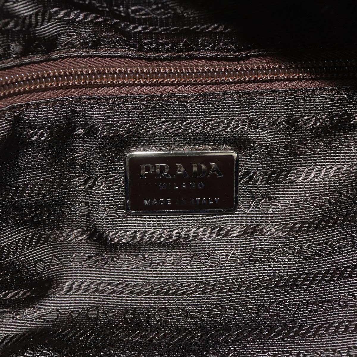 PRADA Hand Bag Nylon Beige Silver Auth AMZ343