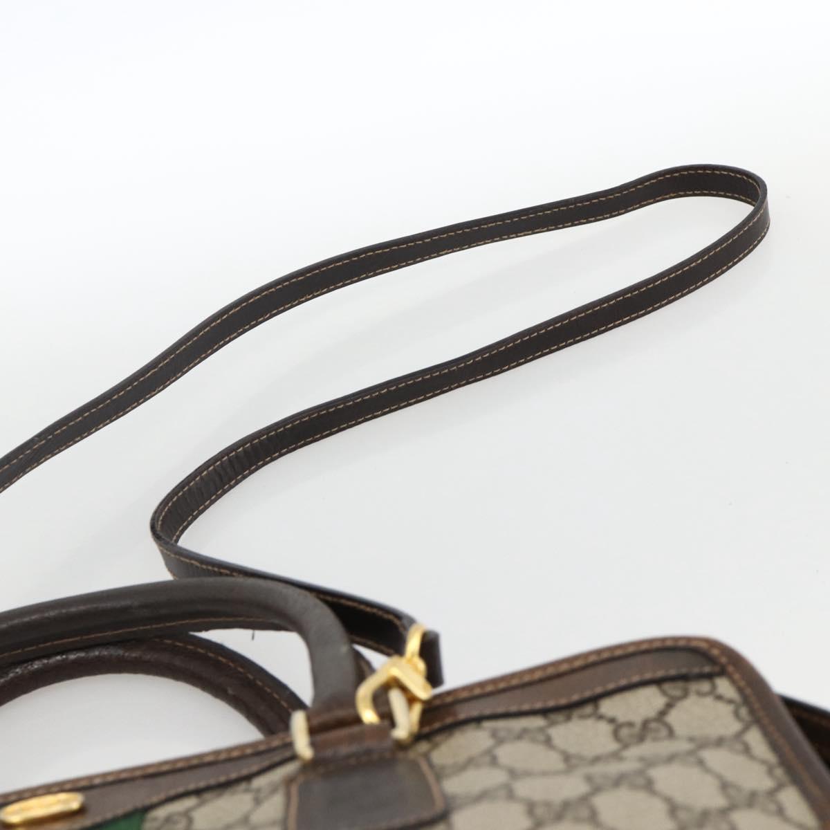 GUCCI GG Supreme Web Sherry Line Hand Bag PVC Red Beige 010 378 Auth AMZ345