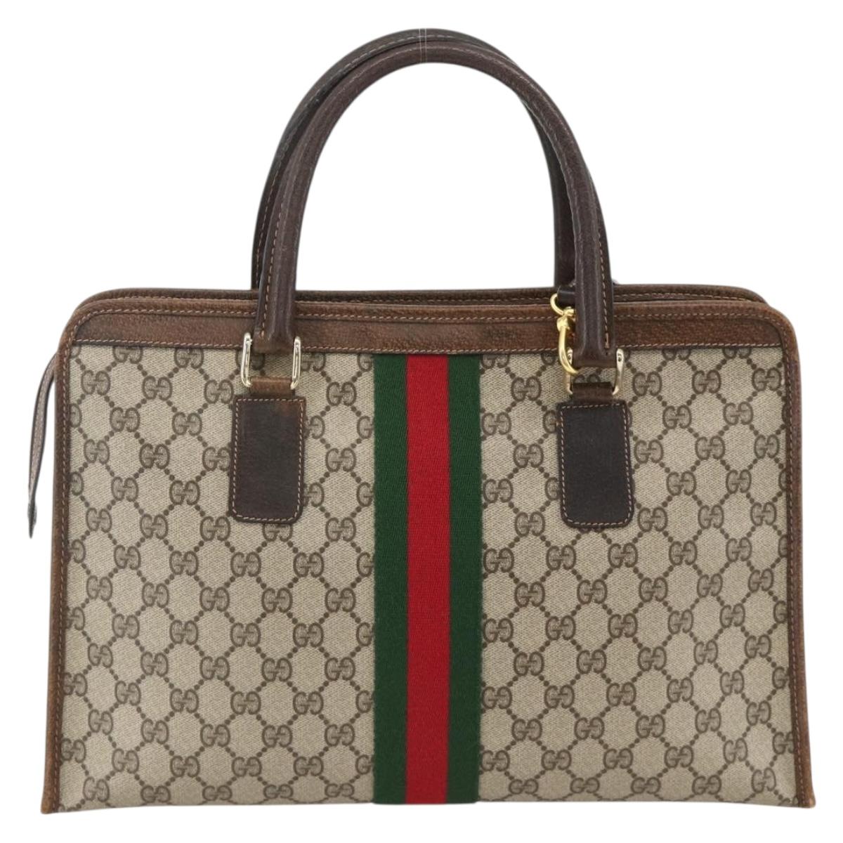 GUCCI GG Supreme Web Sherry Line Hand Bag PVC Red Beige 010 378 Auth AMZ345