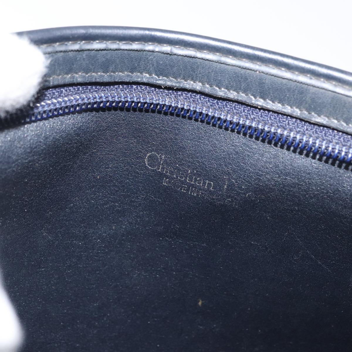 Christian Dior Trotter Canvas Shoulder Bag Navy Gold Auth AMZ357