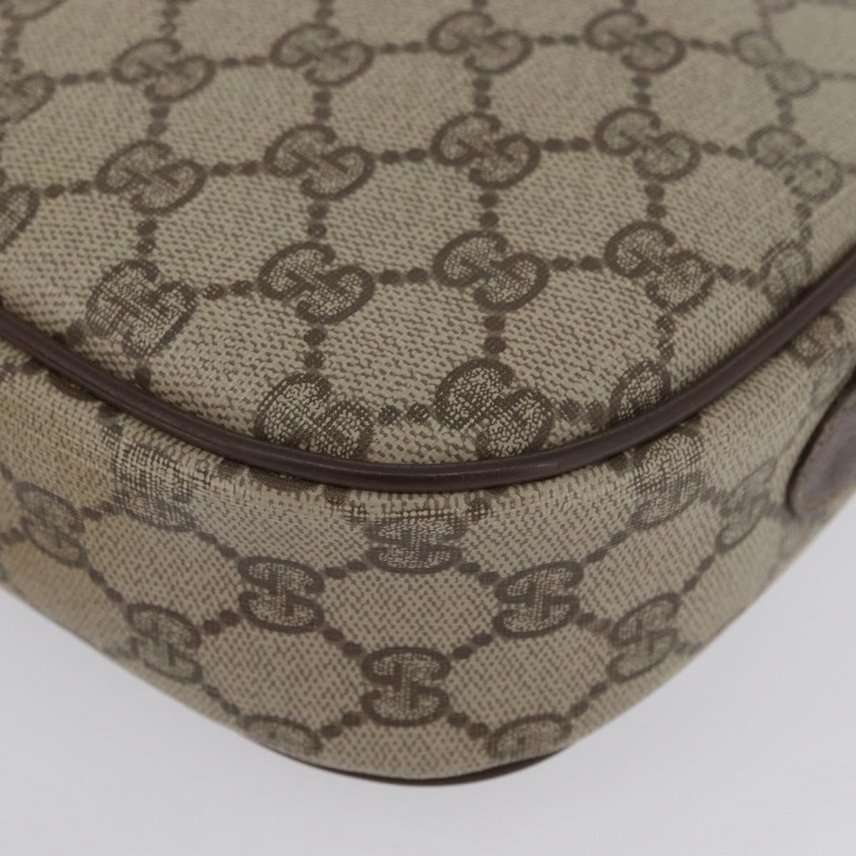GUCCI GG Supreme Web Sherry Line Bag PVC Beige Gold 156 01 034 Auth AMZ358