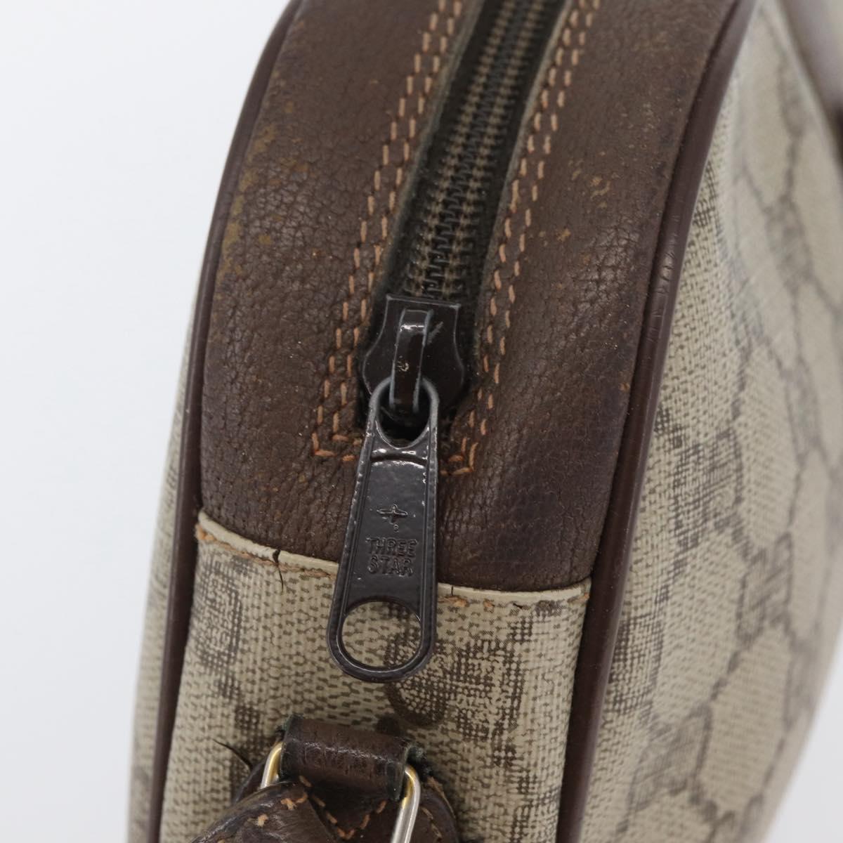 GUCCI GG Supreme Web Sherry Line Bag PVC Beige Gold 156 01 034 Auth AMZ358