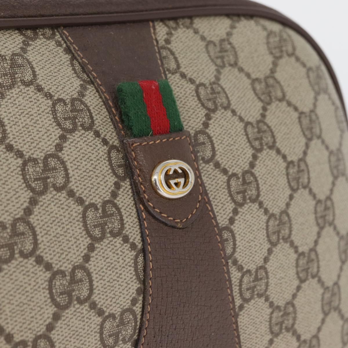GUCCI GG Supreme Web Sherry Line Bag PVC Beige Gold 156 01 034 Auth AMZ358