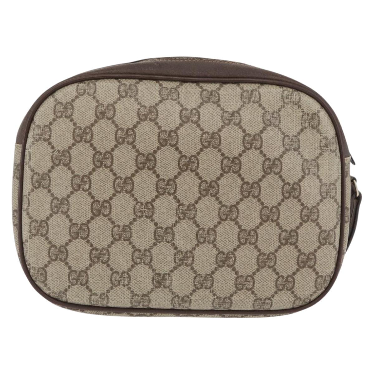 GUCCI GG Supreme Web Sherry Line Bag PVC Beige Gold 156 01 034 Auth AMZ358