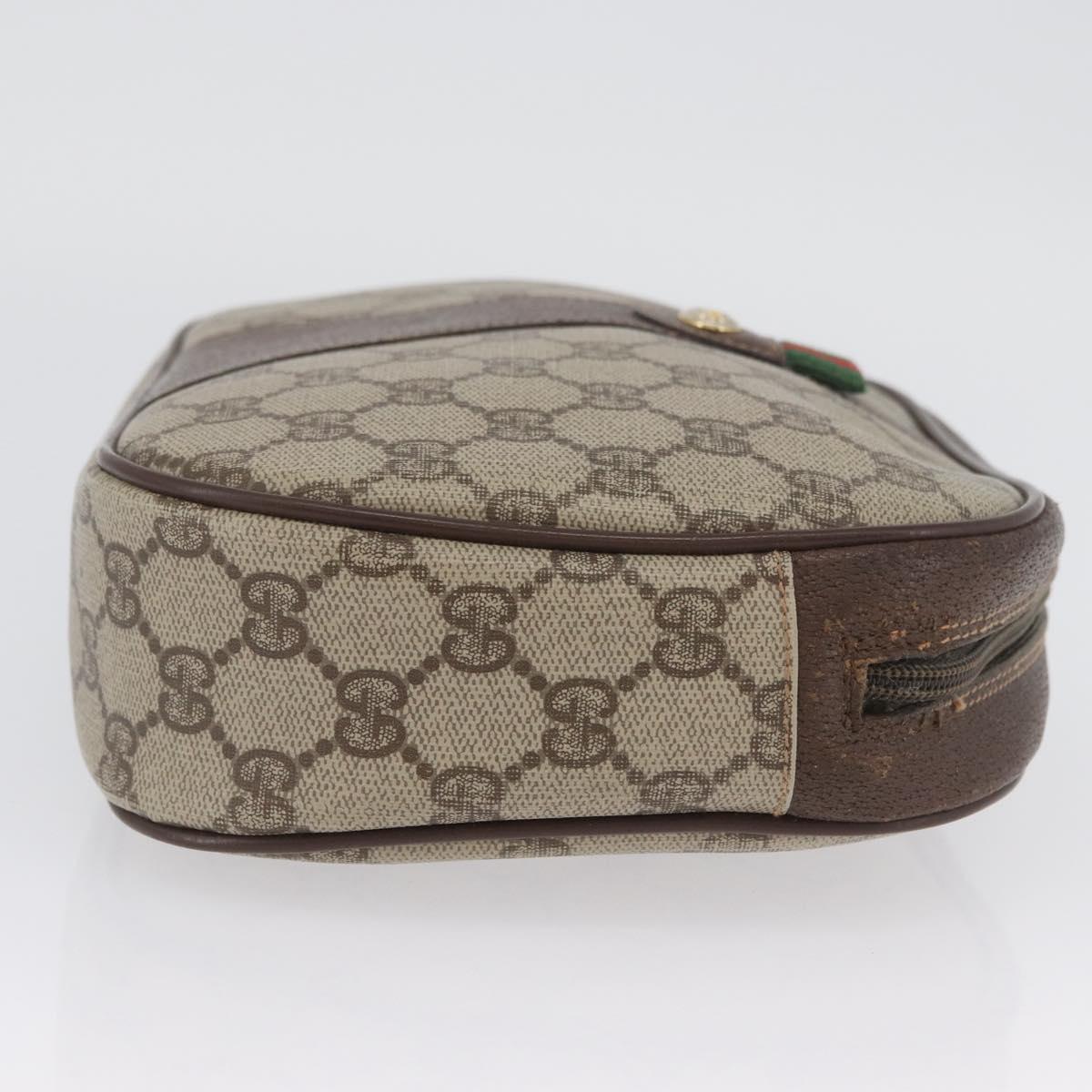 GUCCI GG Supreme Web Sherry Line Bag PVC Beige Gold 156 01 034 Auth AMZ358