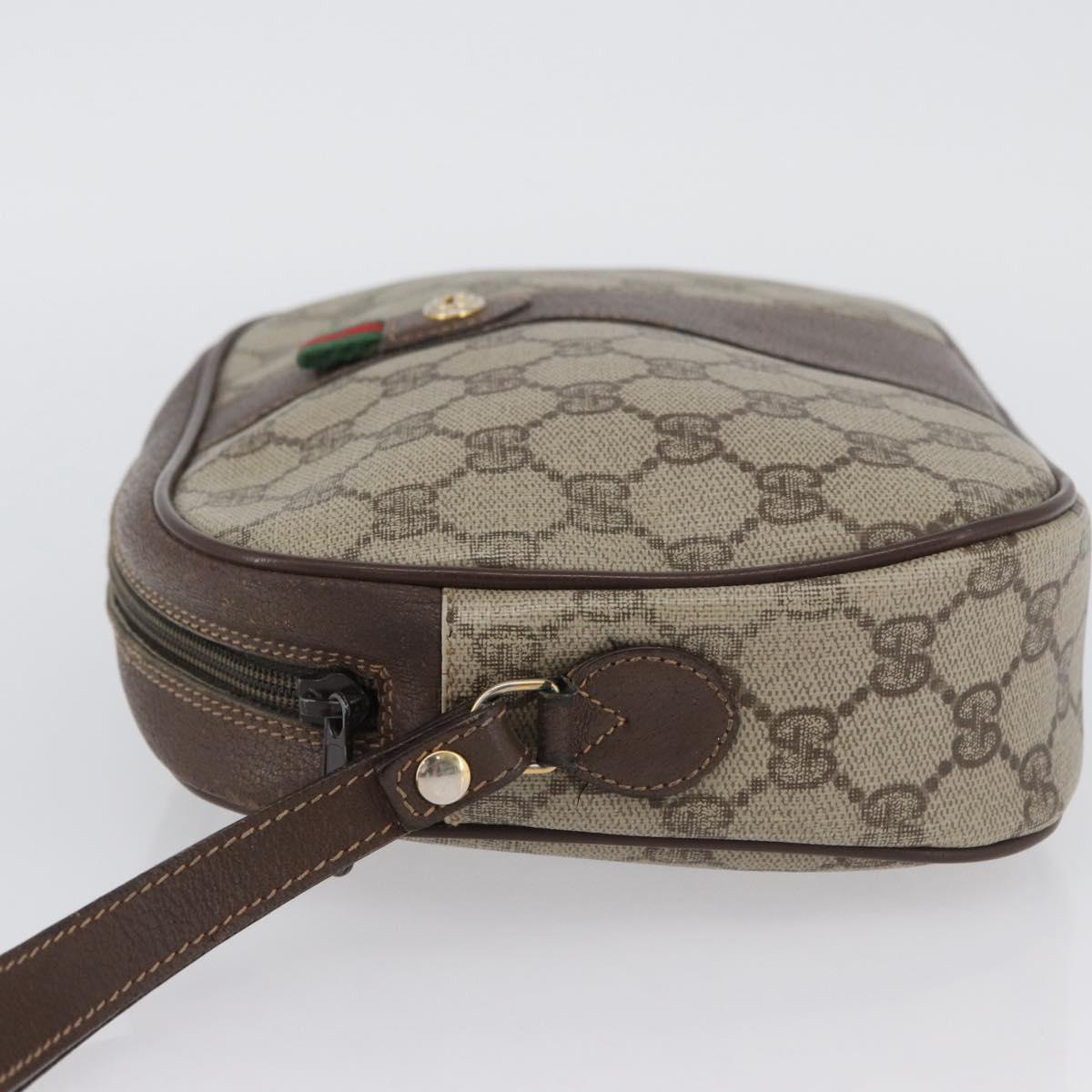 GUCCI GG Supreme Web Sherry Line Bag PVC Beige Gold 156 01 034 Auth AMZ358