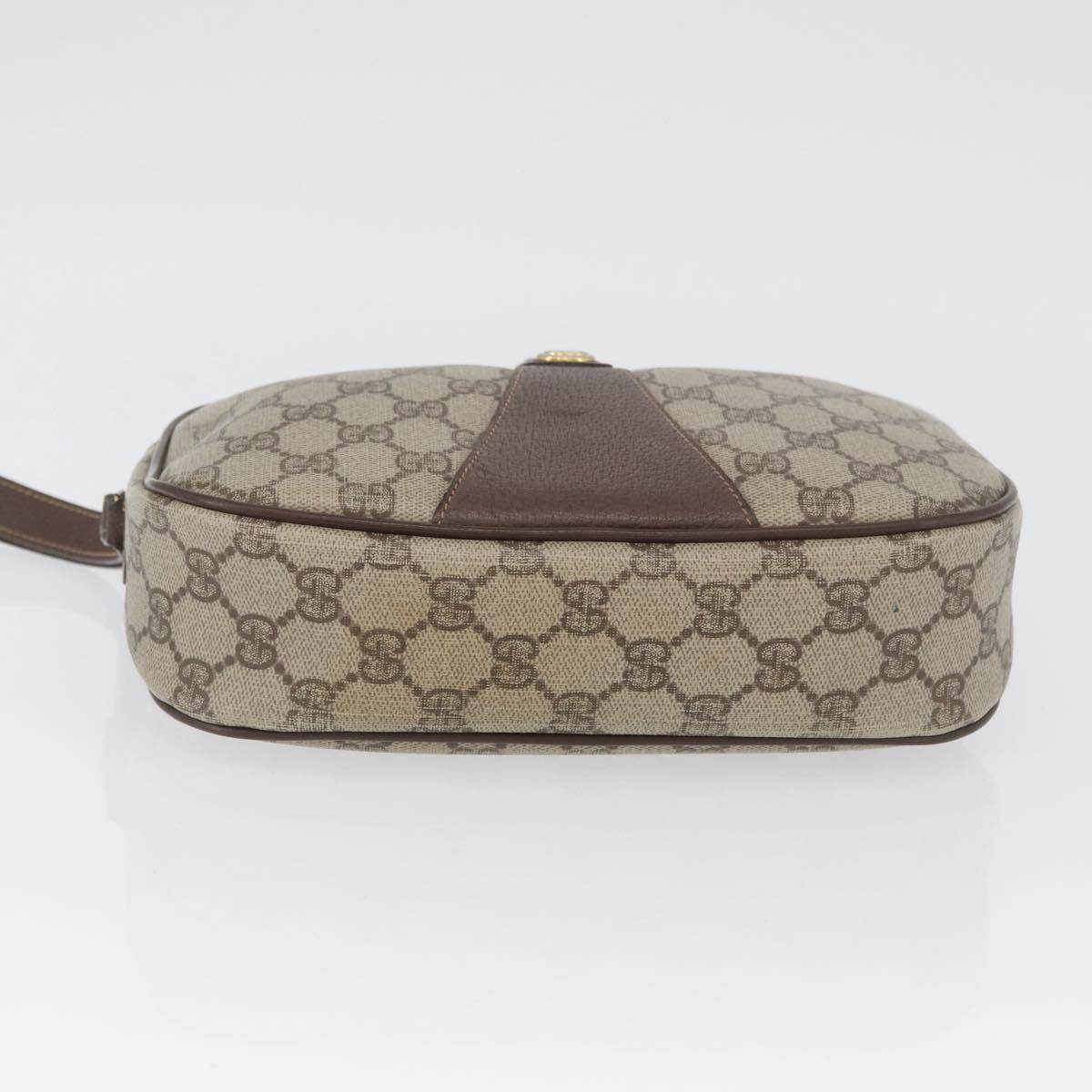 GUCCI GG Supreme Web Sherry Line Bag PVC Beige Gold 156 01 034 Auth AMZ358