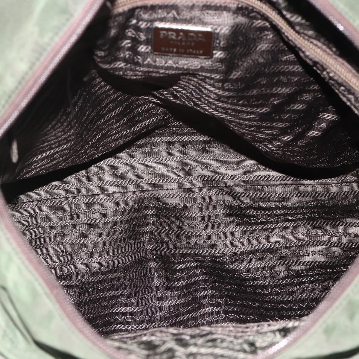 PRADA Hand Bag Nylon Khaki Silver Auth AMZ362