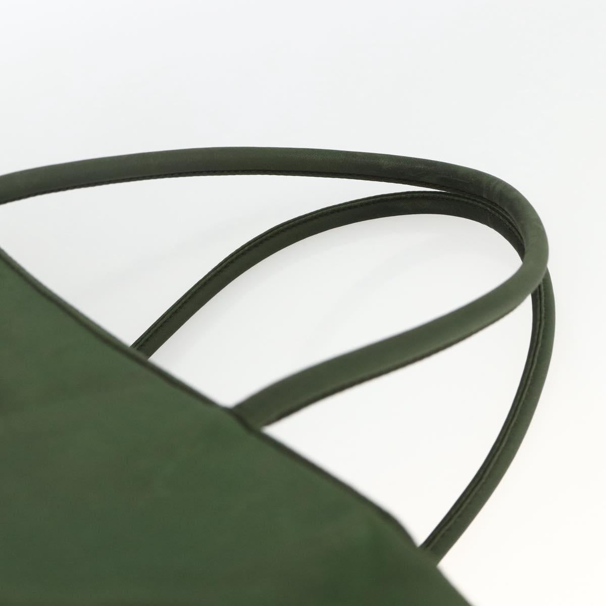 PRADA Hand Bag Nylon Khaki Silver Auth AMZ362