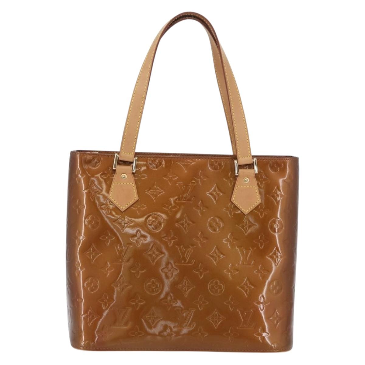 LOUIS VUITTON Monogram Vernis Houston Hand Bag Bronze M91122 LV Auth AMZ368