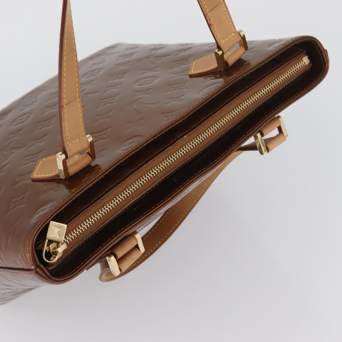 LOUIS VUITTON Monogram Vernis Houston Hand Bag Bronze M91122 LV Auth AMZ368
