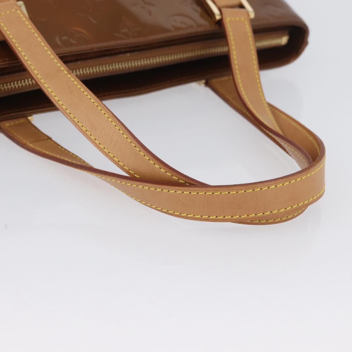 LOUIS VUITTON Monogram Vernis Houston Hand Bag Bronze M91122 LV Auth AMZ368