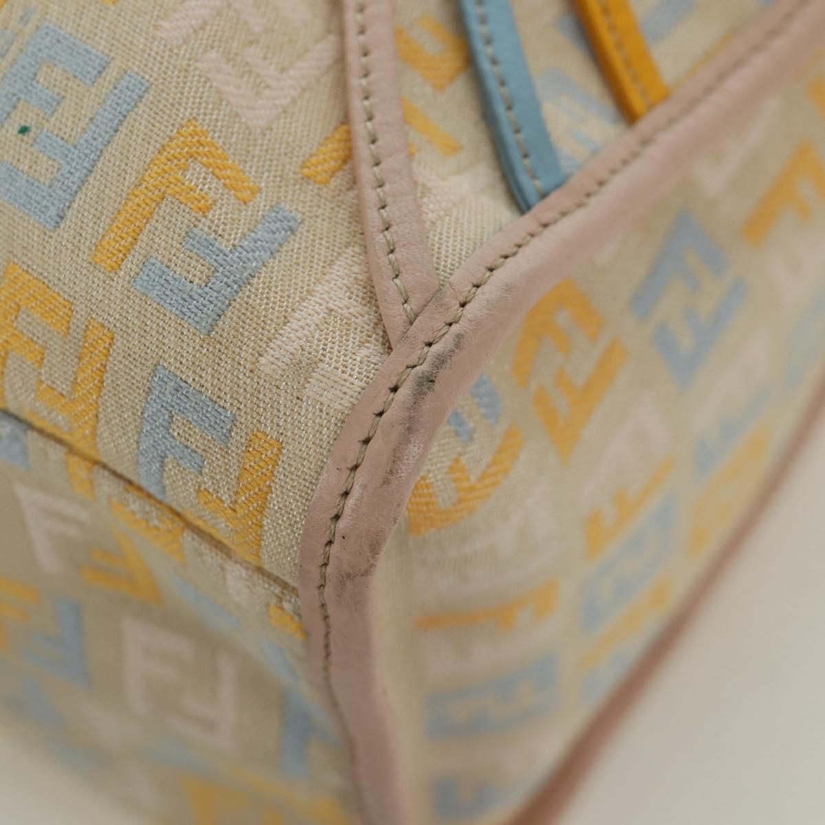 FENDI Zucchino Canvas Hand Bag Pink Gold Auth AMZ369A