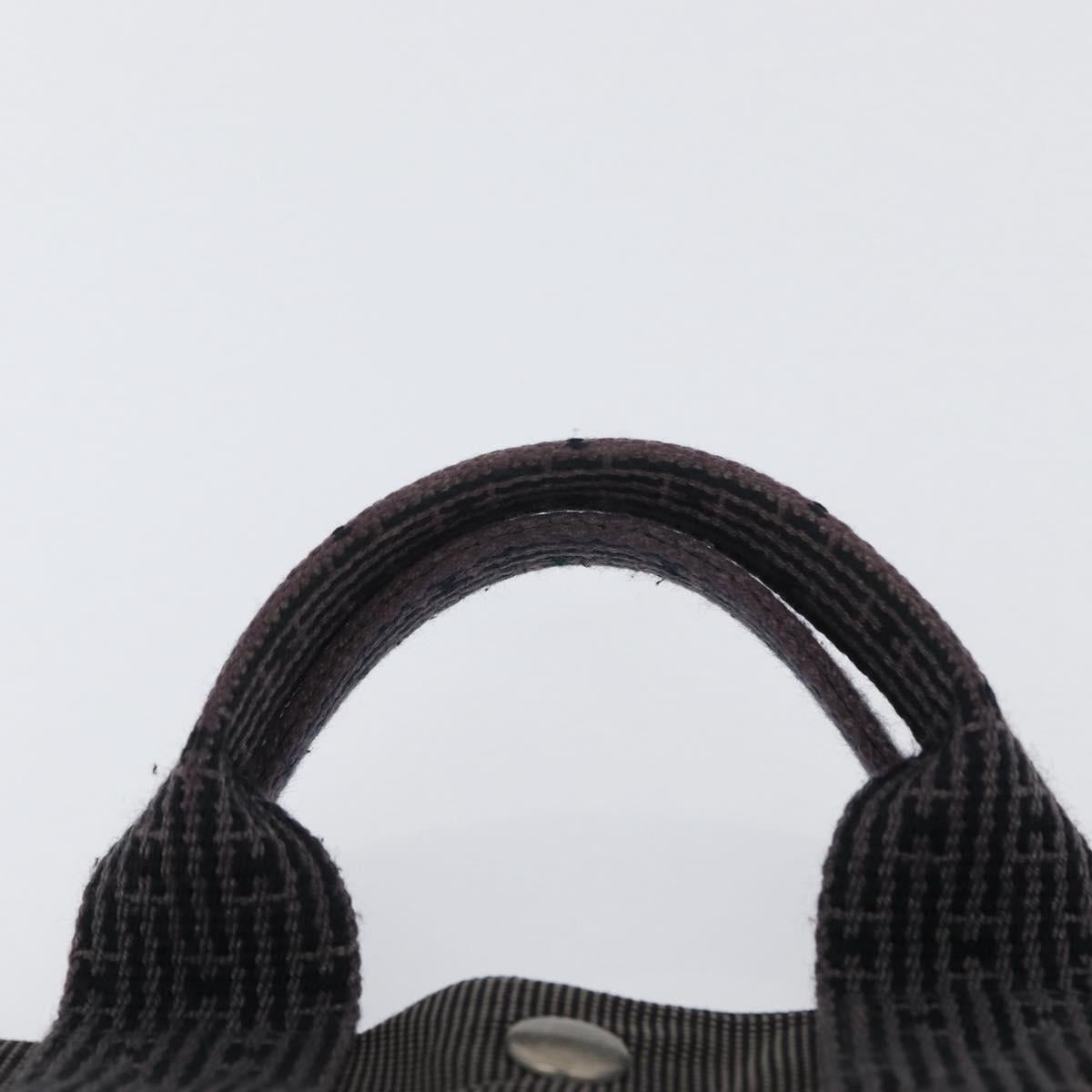 HERMES Her Line PM Hand Bag Canvas Gray Silver Auth AMZ370