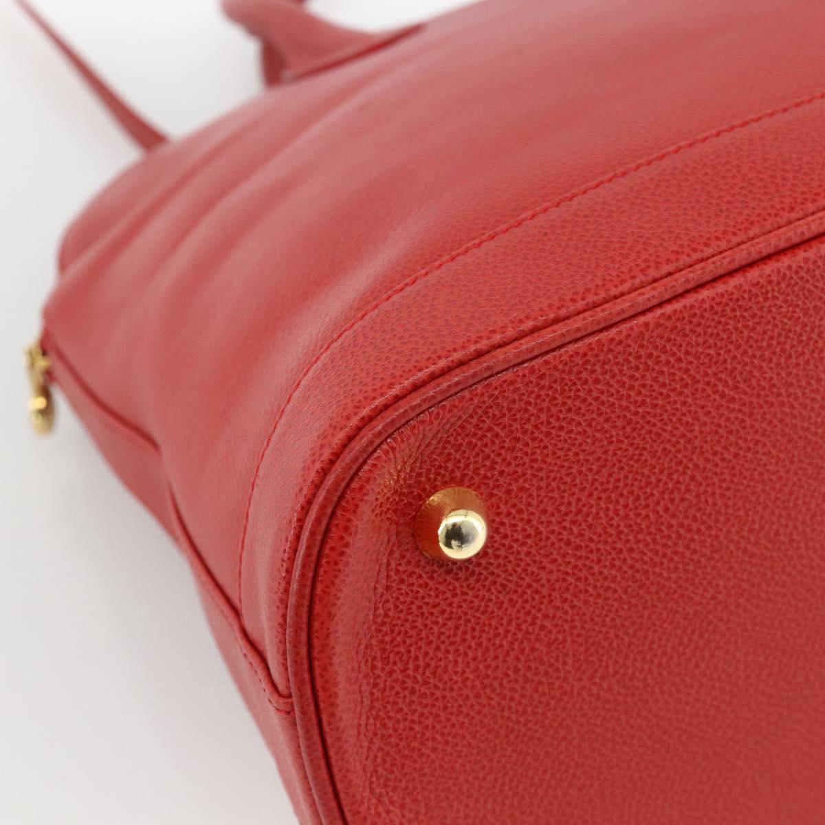 Burberrys Hand Bag Leather 2way Red Gold Auth AMZ371