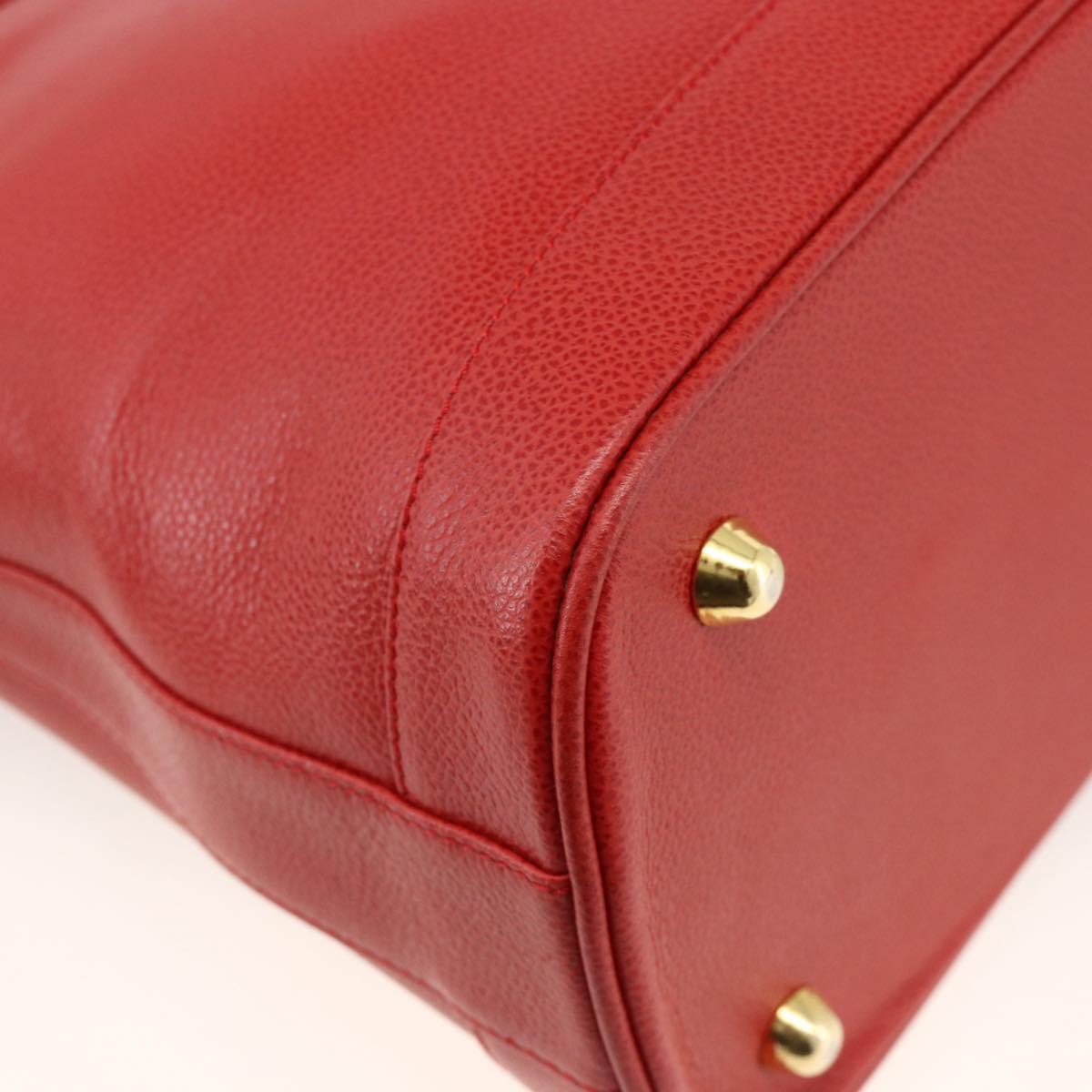 Burberrys Hand Bag Leather 2way Red Gold Auth AMZ371