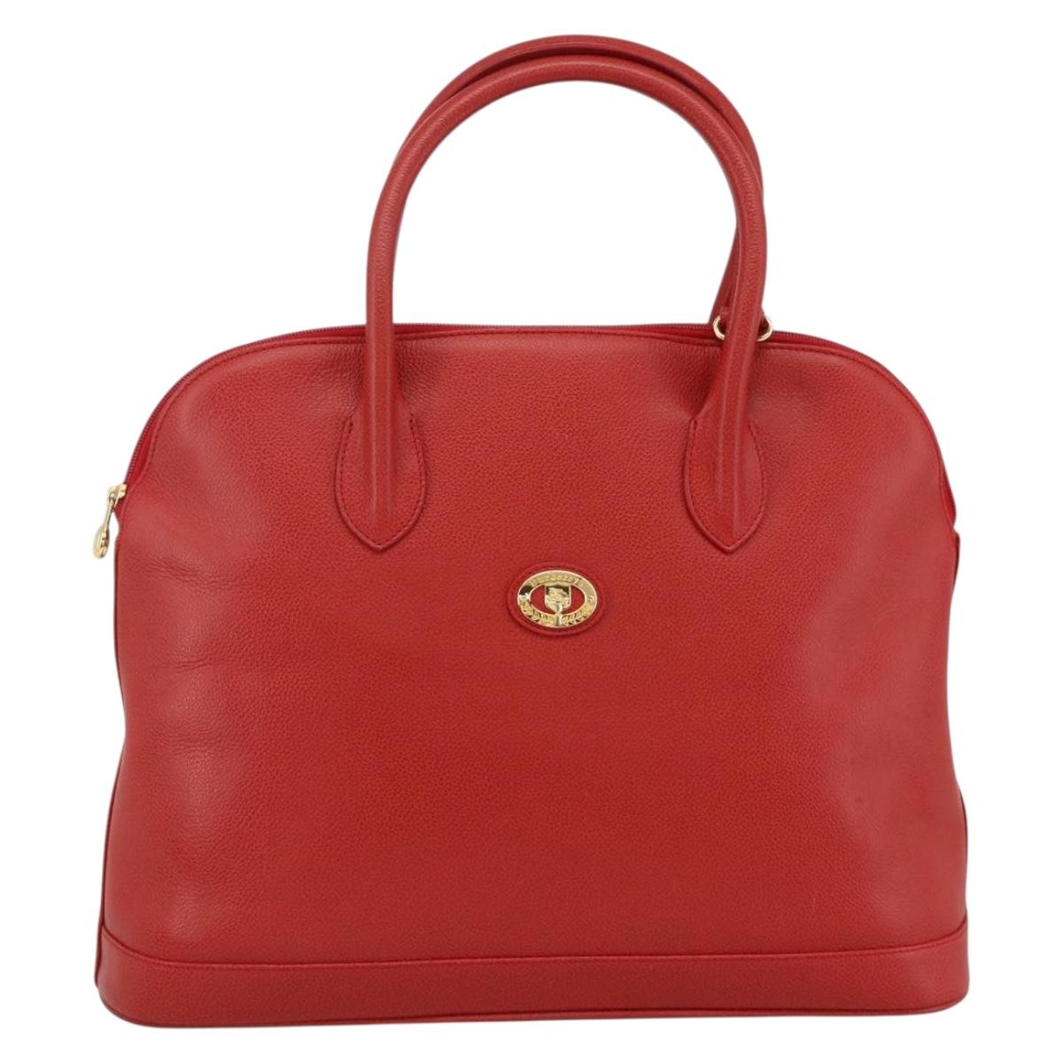 Burberrys Hand Bag Leather 2way Red Gold Auth AMZ371