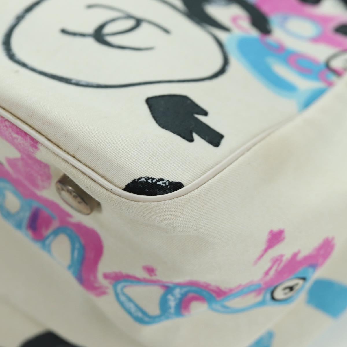 CHANEL New Travel line Hawaii Limited Bag Nylon White Silver CC Auth AMZ373V