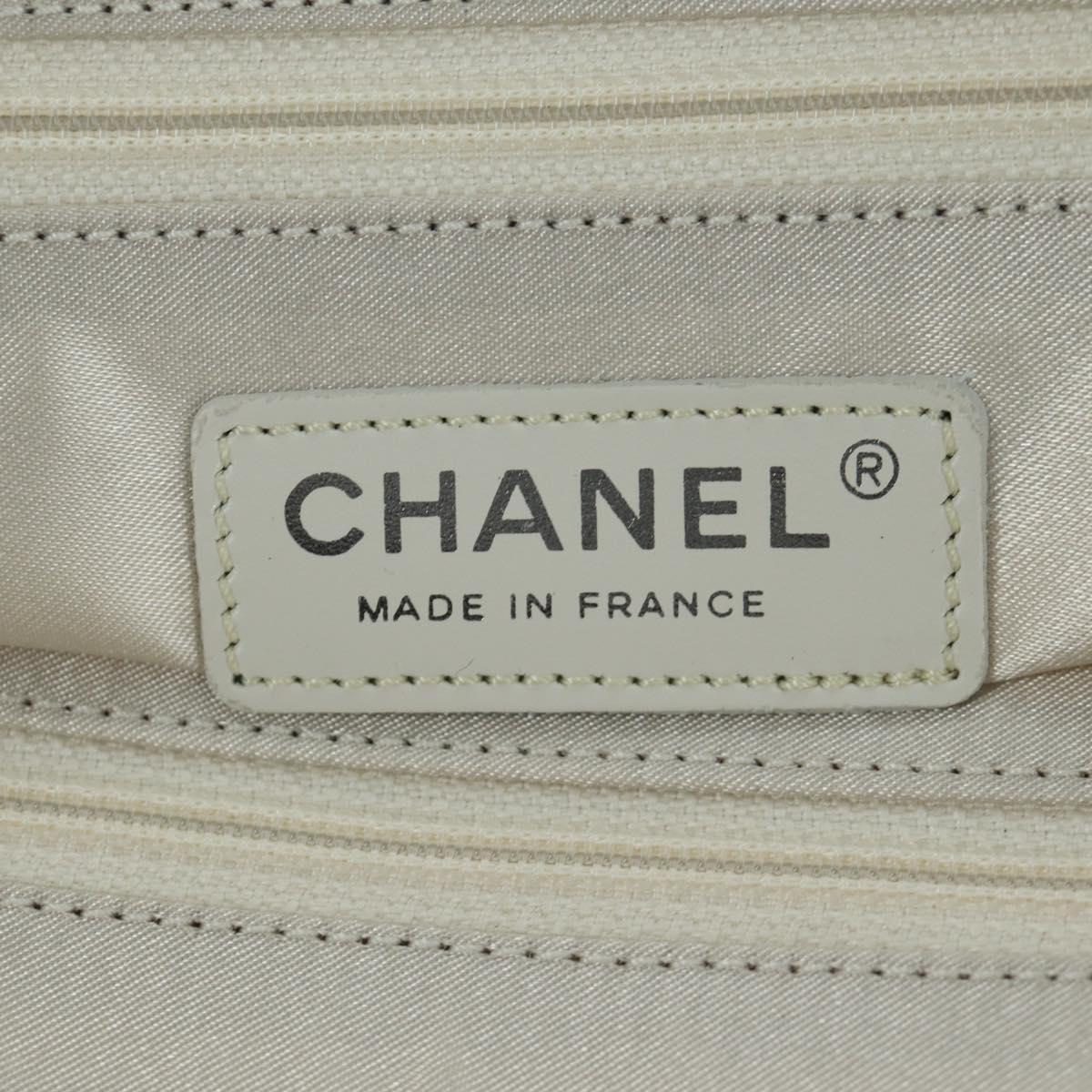 CHANEL New Travel line Hawaii Limited Bag Nylon White Silver CC Auth AMZ373V