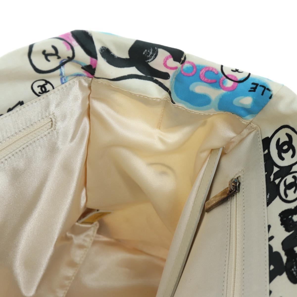 CHANEL New Travel line Hawaii Limited Bag Nylon White Silver CC Auth AMZ373V