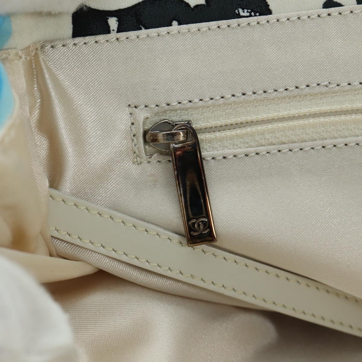 CHANEL New Travel line Hawaii Limited Bag Nylon White Silver CC Auth AMZ373V