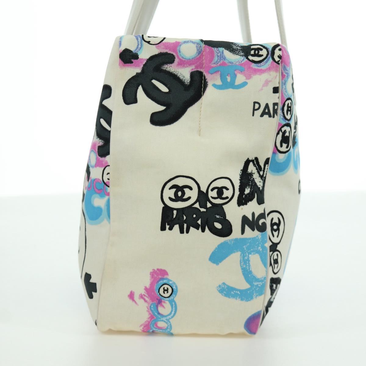 CHANEL New Travel line Hawaii Limited Bag Nylon White Silver CC Auth AMZ373V