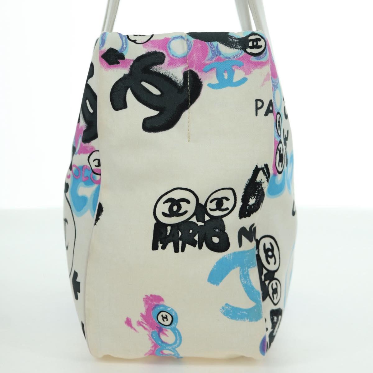 CHANEL New Travel line Hawaii Limited Bag Nylon White Silver CC Auth AMZ373V