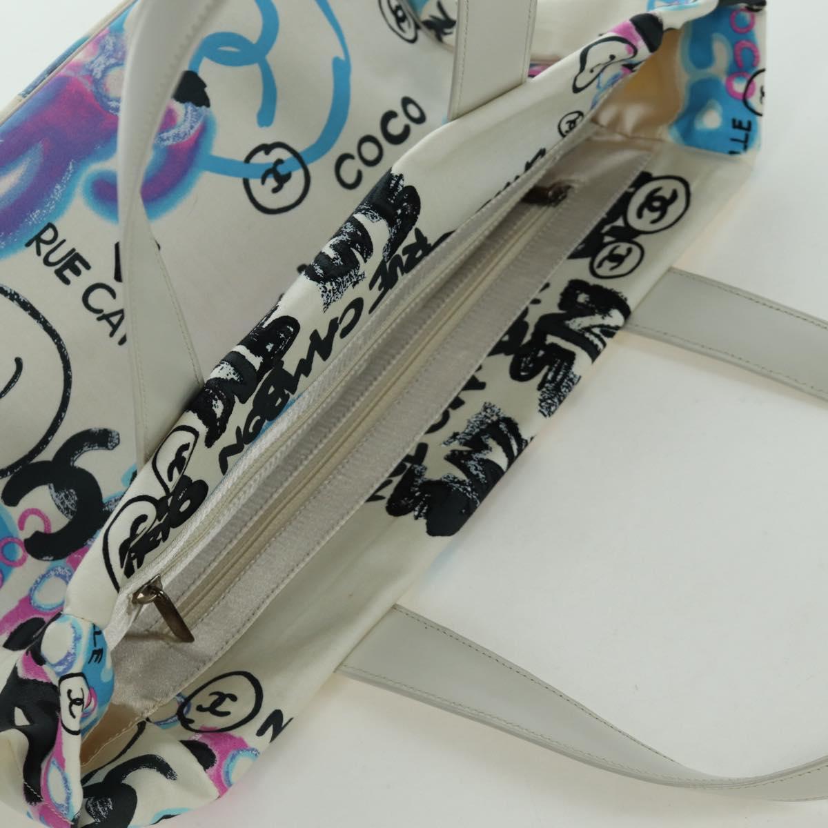 CHANEL New Travel line Hawaii Limited Bag Nylon White Silver CC Auth AMZ373V