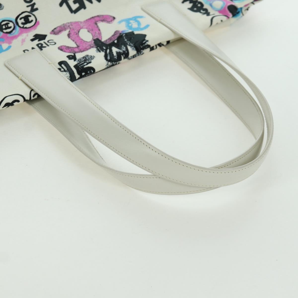 CHANEL New Travel line Hawaii Limited Bag Nylon White Silver CC Auth AMZ373V