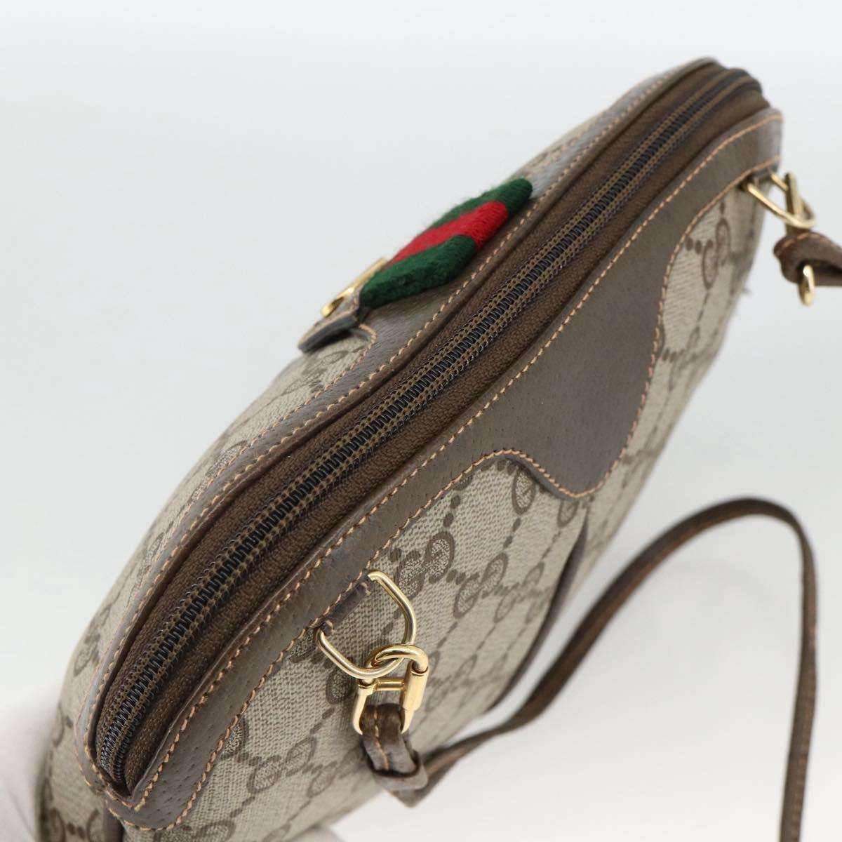 GUCCI GG Supreme Web Sherry Line Bag PVC Beige Gold 904 02 047 Auth AMZ376