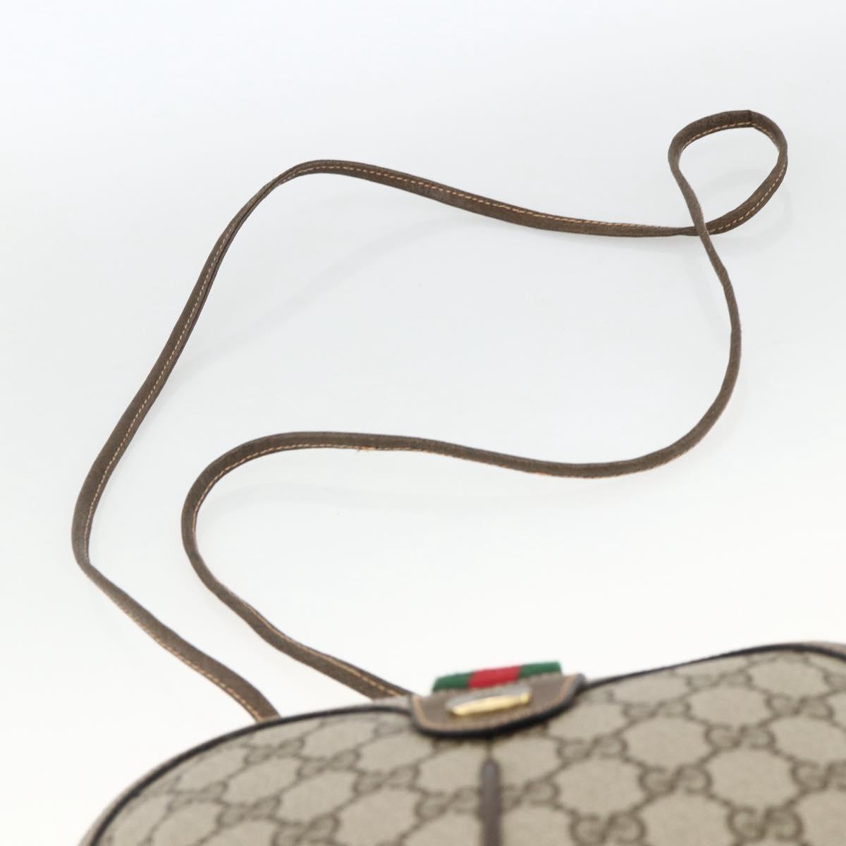 GUCCI GG Supreme Web Sherry Line Bag PVC Beige Gold 904 02 047 Auth AMZ376