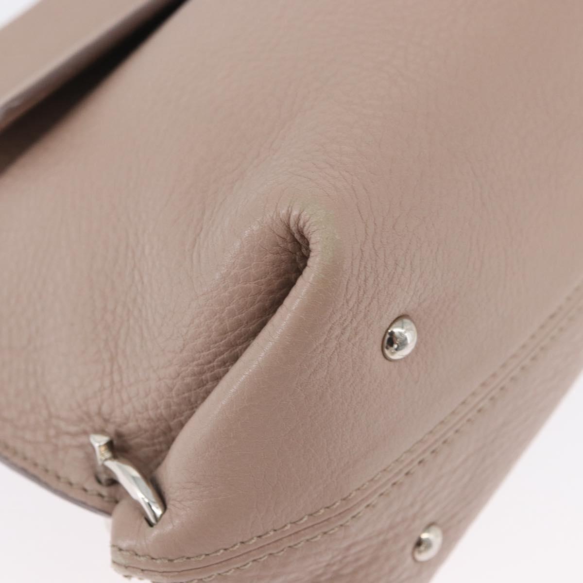 Salvatore Ferragamo Gancini Sofia Hand Bag Leather 2way Pink Silver Auth AMZ379A
