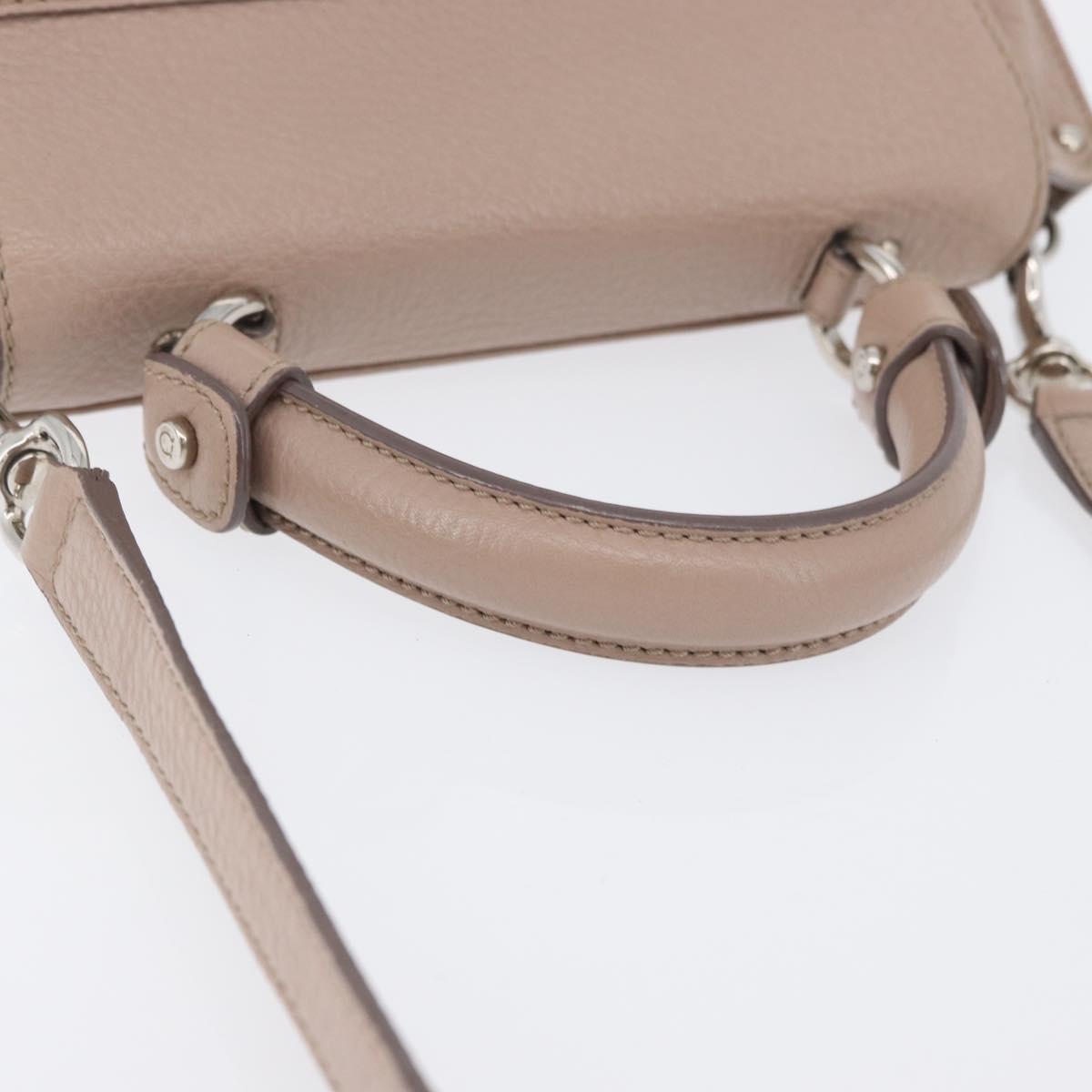Salvatore Ferragamo Gancini Sofia Hand Bag Leather 2way Pink Silver Auth AMZ379A