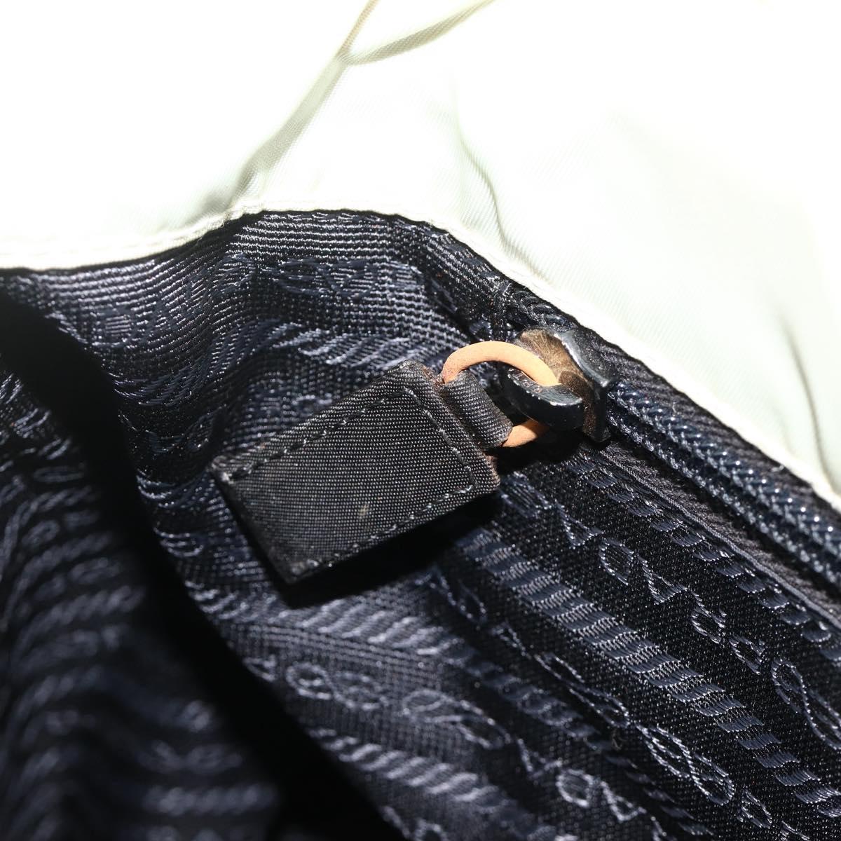 PRADA Tote Bag Nylon Beige Silver Auth AMZ381