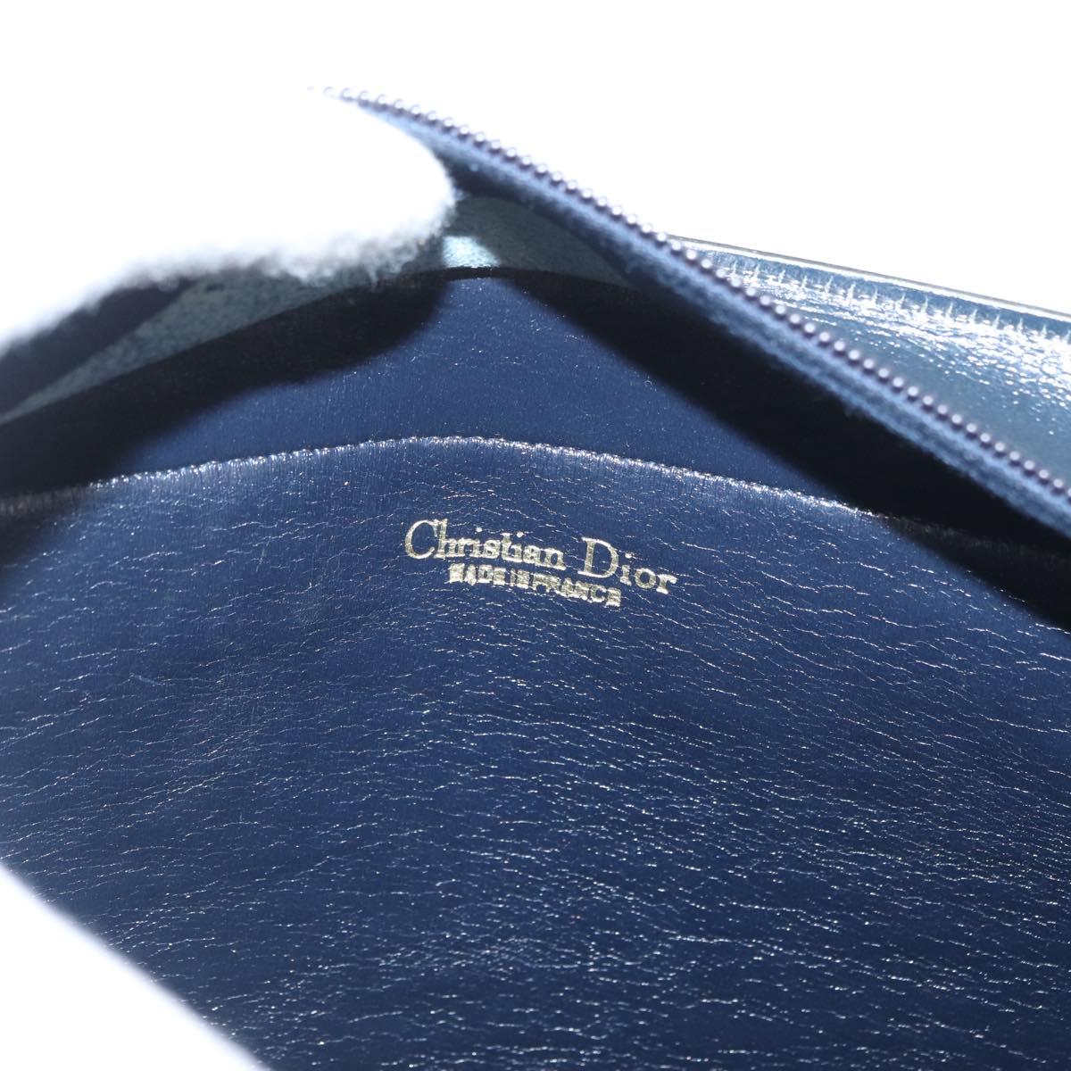 Christian Dior Trotter Canvas Shoulder Bag Navy Gold Auth AMZ388