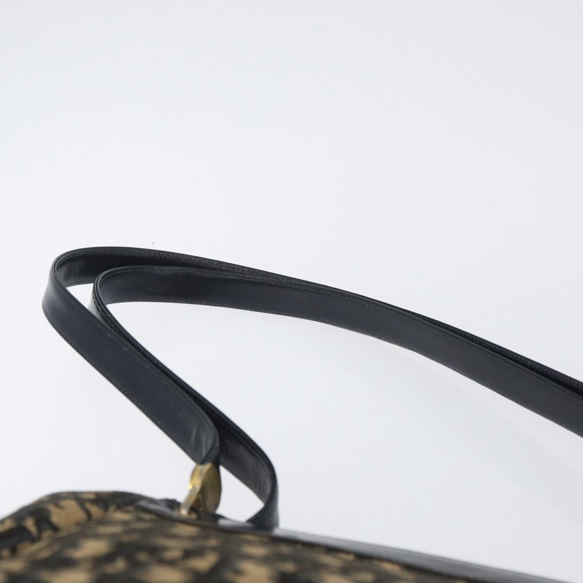 Christian Dior Trotter Canvas Shoulder Bag Navy Gold Auth AMZ388