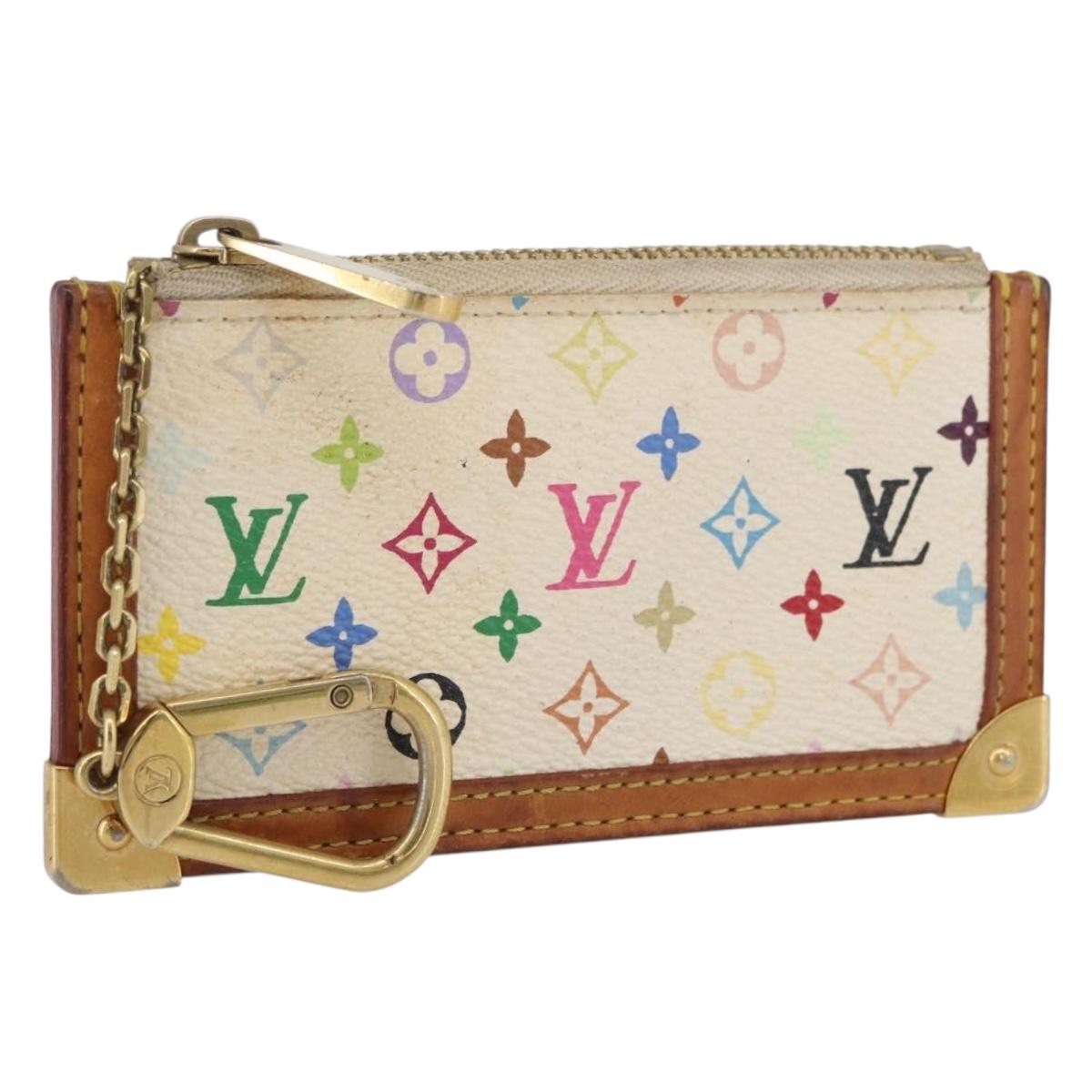 LOUIS VUITTON Monogram Multicolor Pochette Cles Purse White M92655 Auth AMZ391A